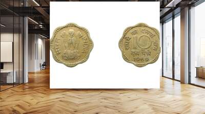 Ten paise Coin, Front and back, India,  1969, India Wall mural